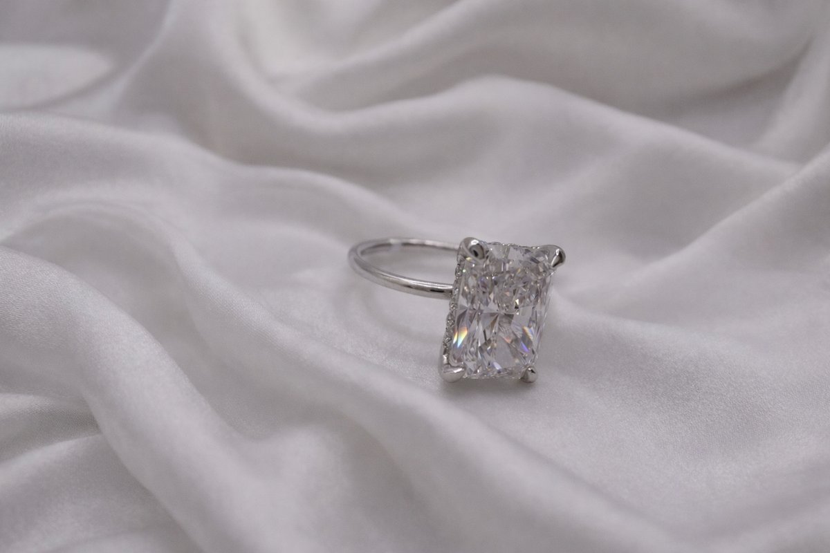 4.00ct Radiant Cut Lab-Grown Diamond Hidden Halo Solitaire