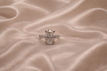 4 Carat Oval Lab Diamond Engagement Ring – Hidden Halo