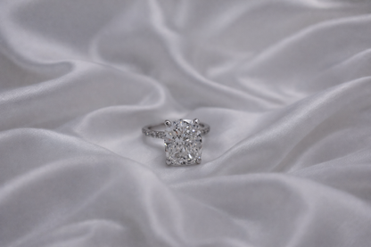 5.75 ctw Cushion Diamond Ring-Pavé Cathedral Setting with Hidden Halo