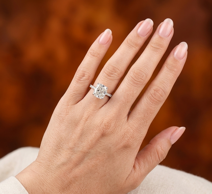5.75 ctw Cushion Diamond Ring-Pavé Cathedral Setting with Hidden Halo