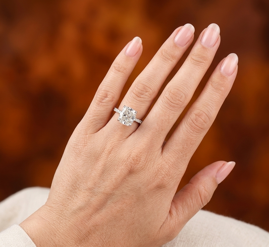 5.75 ctw Cushion Diamond Ring-Pavé Cathedral Setting with Hidden Halo