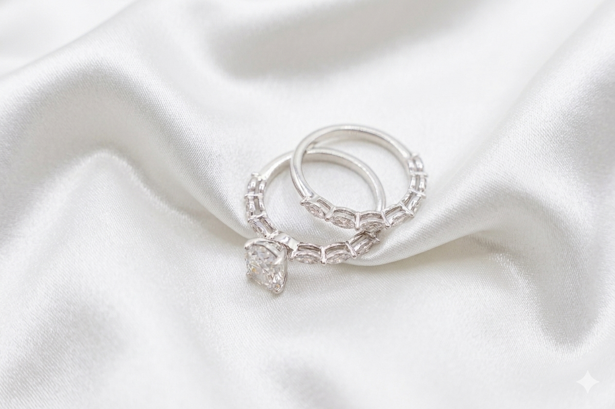 2.29 Carat Oval & Marquise Custom Diamond Bridal Set