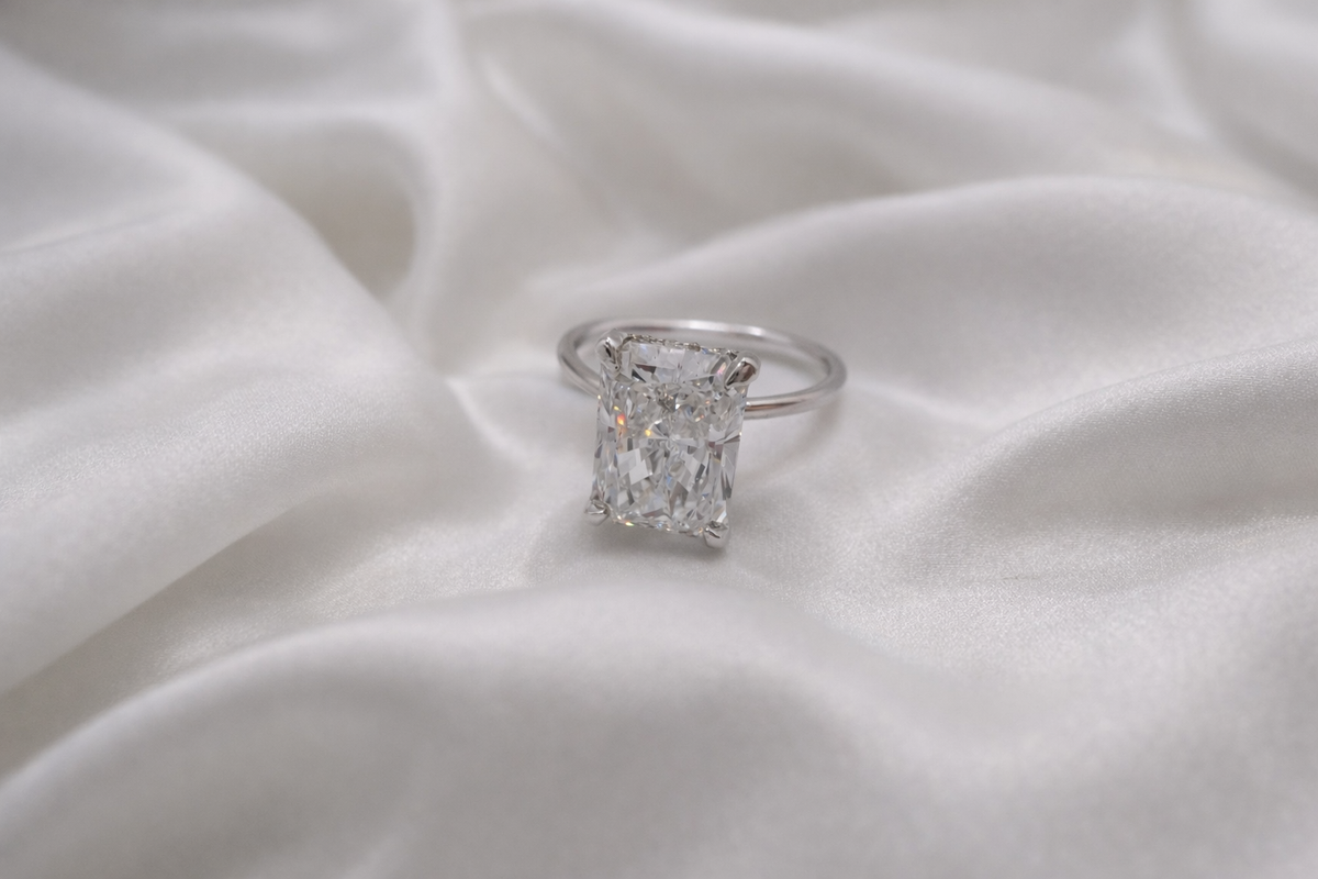 4.00ct Radiant Cut Lab-Grown Diamond Hidden Halo Solitaire