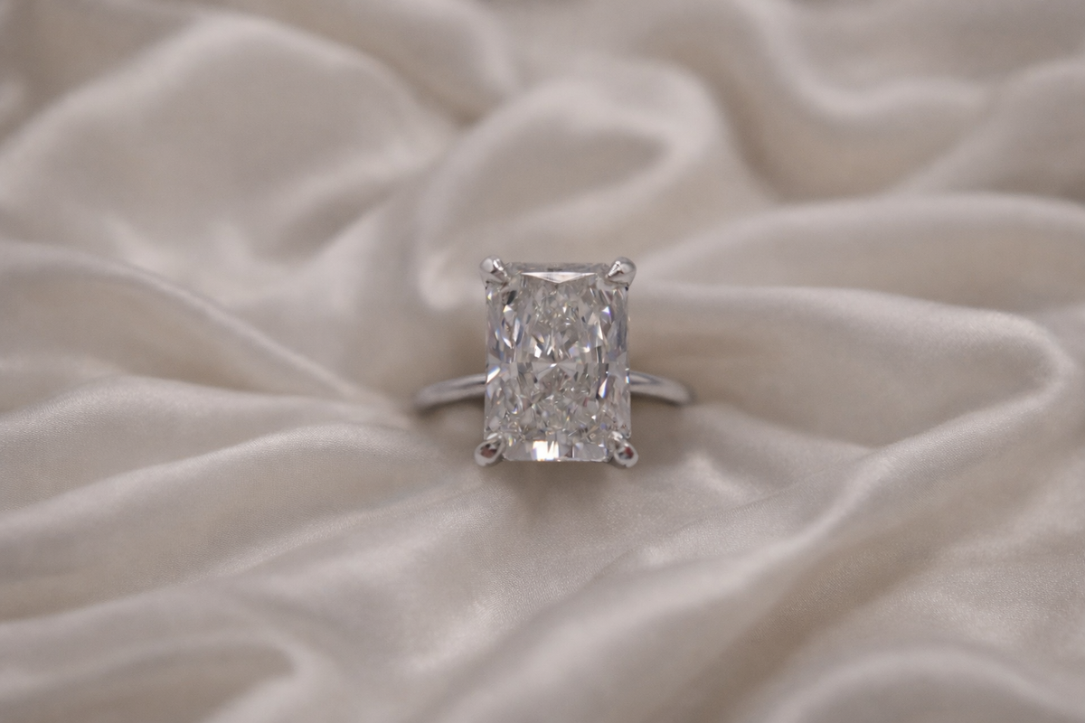 4.00ct Radiant Cut Lab-Grown Diamond Hidden Halo Solitaire