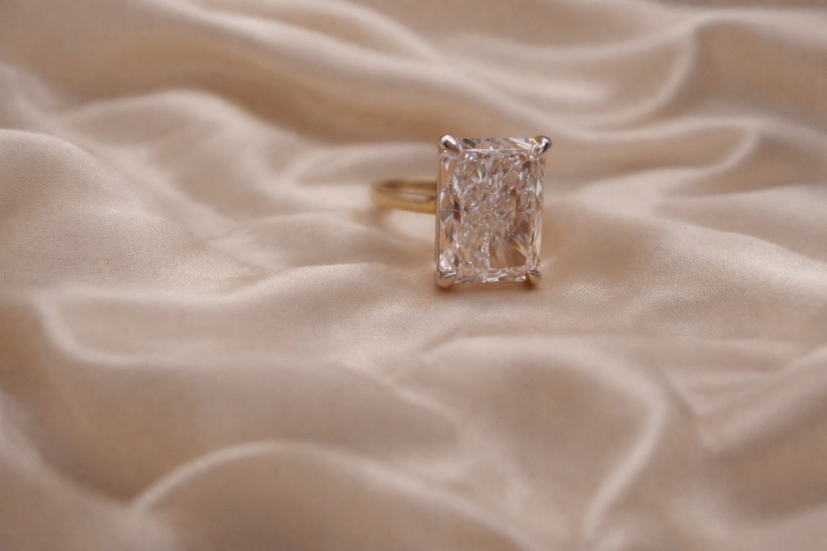 7.51ct Radiant Cut Lab Diamond Cathedral Solitaire