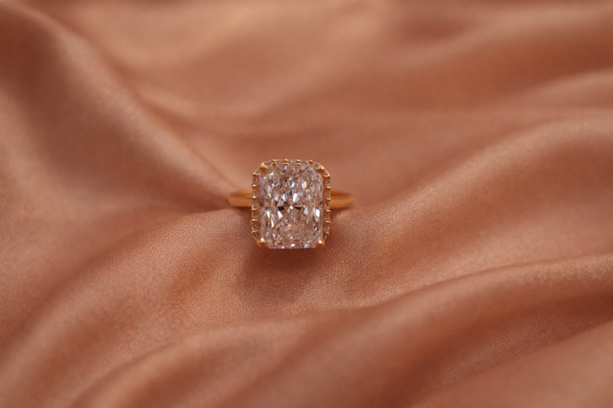 Radiant Elegance: 3.37ctw Diamond Cathedral Halo Ring