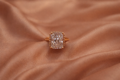Radiant Elegance: 3.37ctw Diamond Cathedral Halo Ring