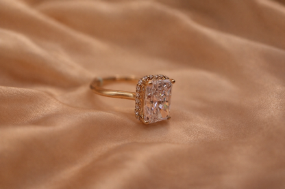 Radiant Elegance: 3.37ctw Diamond Cathedral Halo Ring