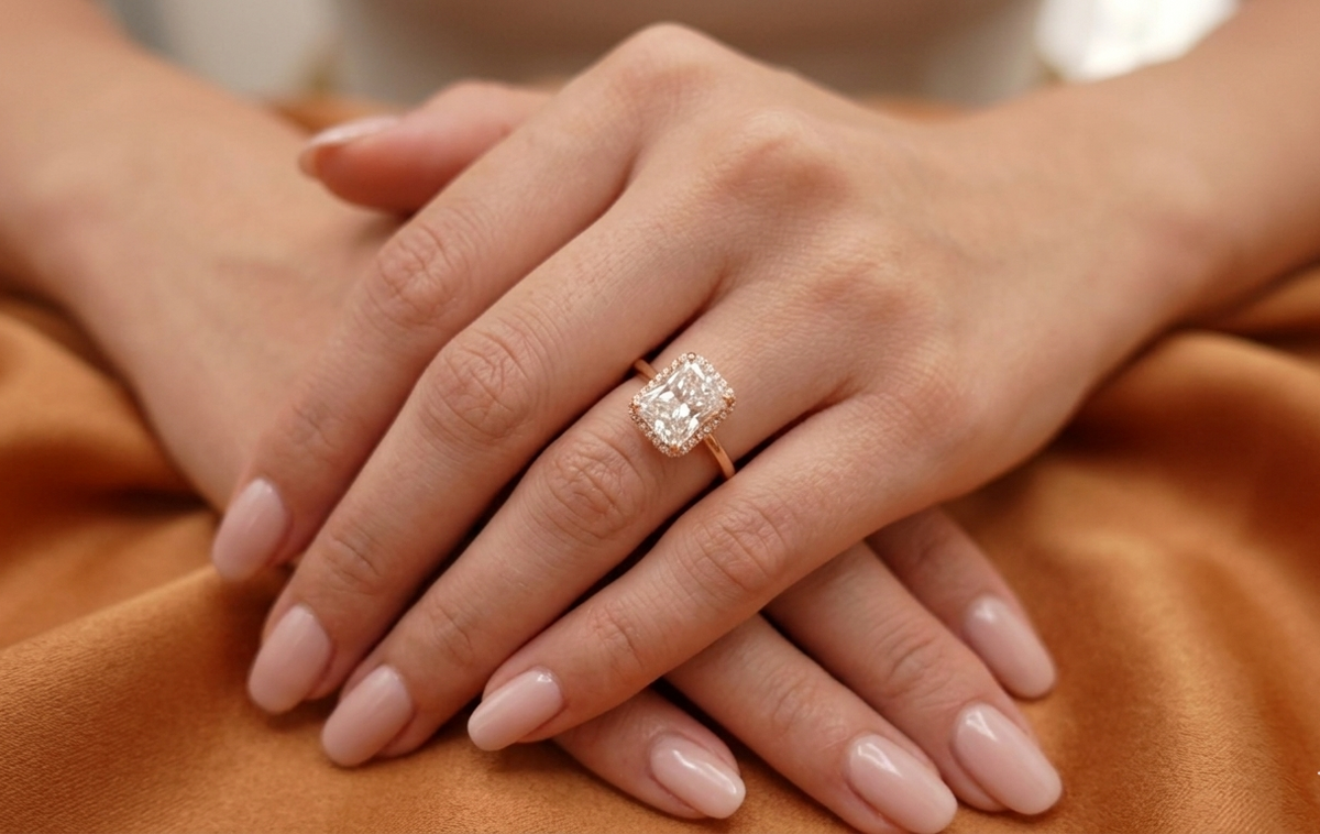 Radiant Elegance: 3.37ctw Diamond Cathedral Halo Ring