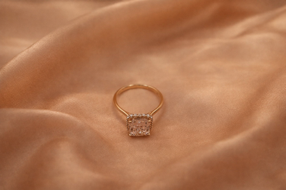Radiant Elegance: 3.37ctw Diamond Cathedral Halo Ring