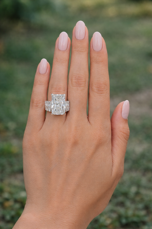 10.50 Ct Radiant Cut Lab Diamond Engagement Ring – Hidden Halo