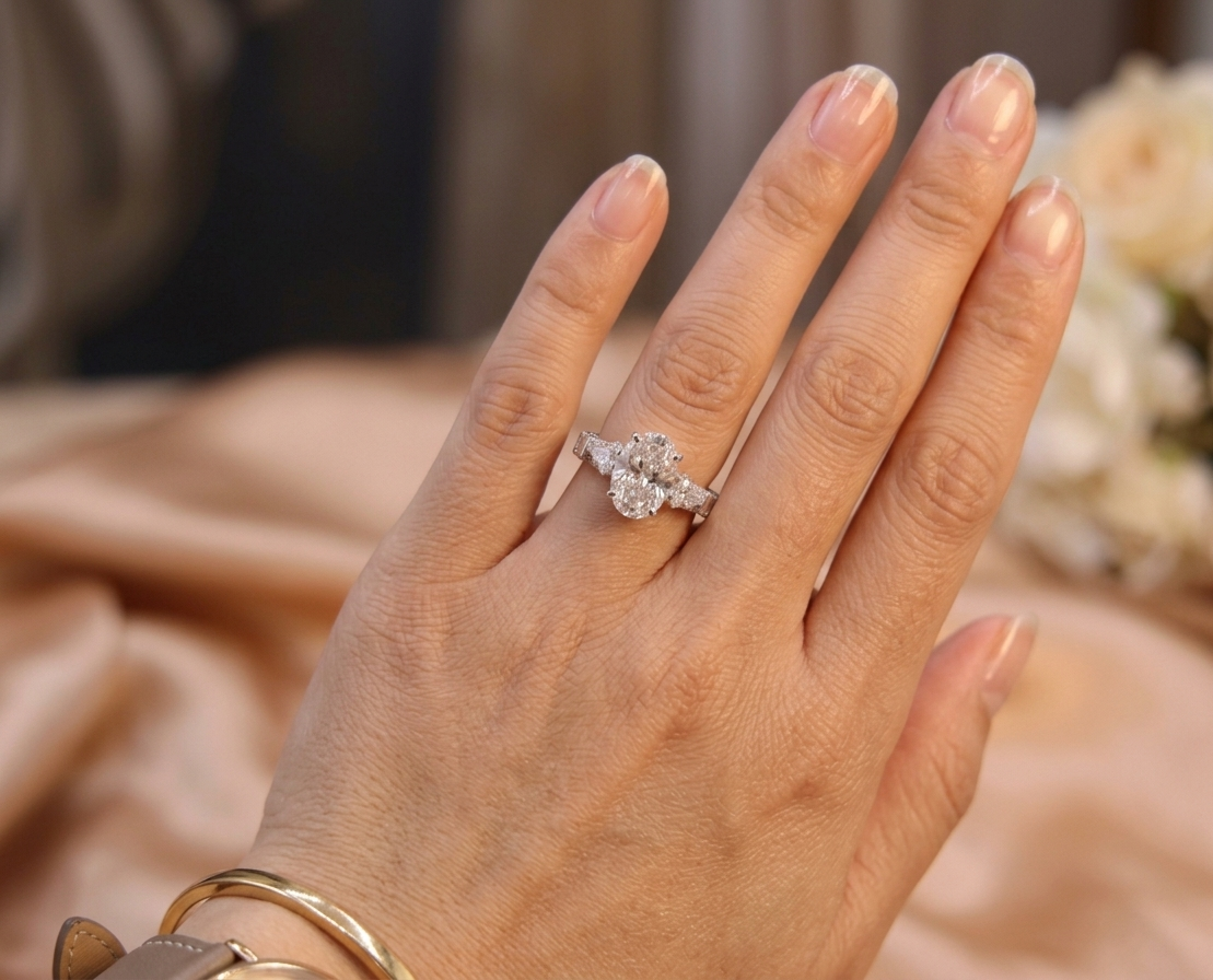 Exquisite 6.25 CTW Oval Diamond Cathedral Engagement Ring