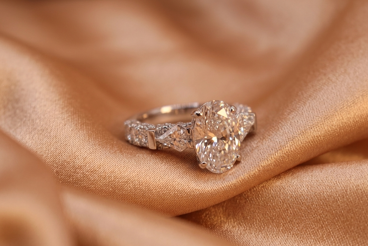 Exquisite 6.25 CTW Oval Diamond Cathedral Engagement Ring
