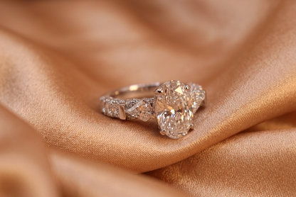 Exquisite 6.25 CTW Oval Diamond Cathedral Engagement Ring