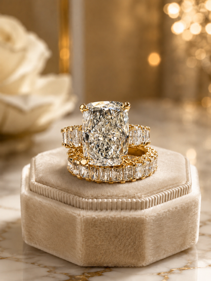 The Belle- 14.80 Carat Elongated Cushion Cut Engagement/Wedding Set
