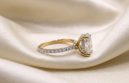 4 Carat Oval Lab Diamond Engagement Ring – Hidden Halo
