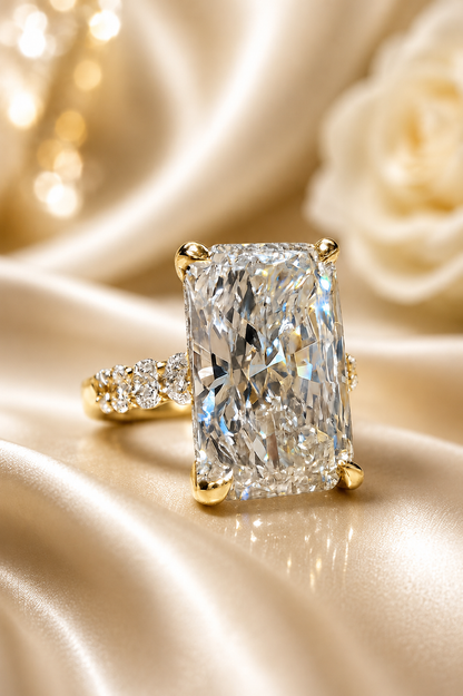 11.25 Carat Radiant Cut Lab Diamond Engagement Ring