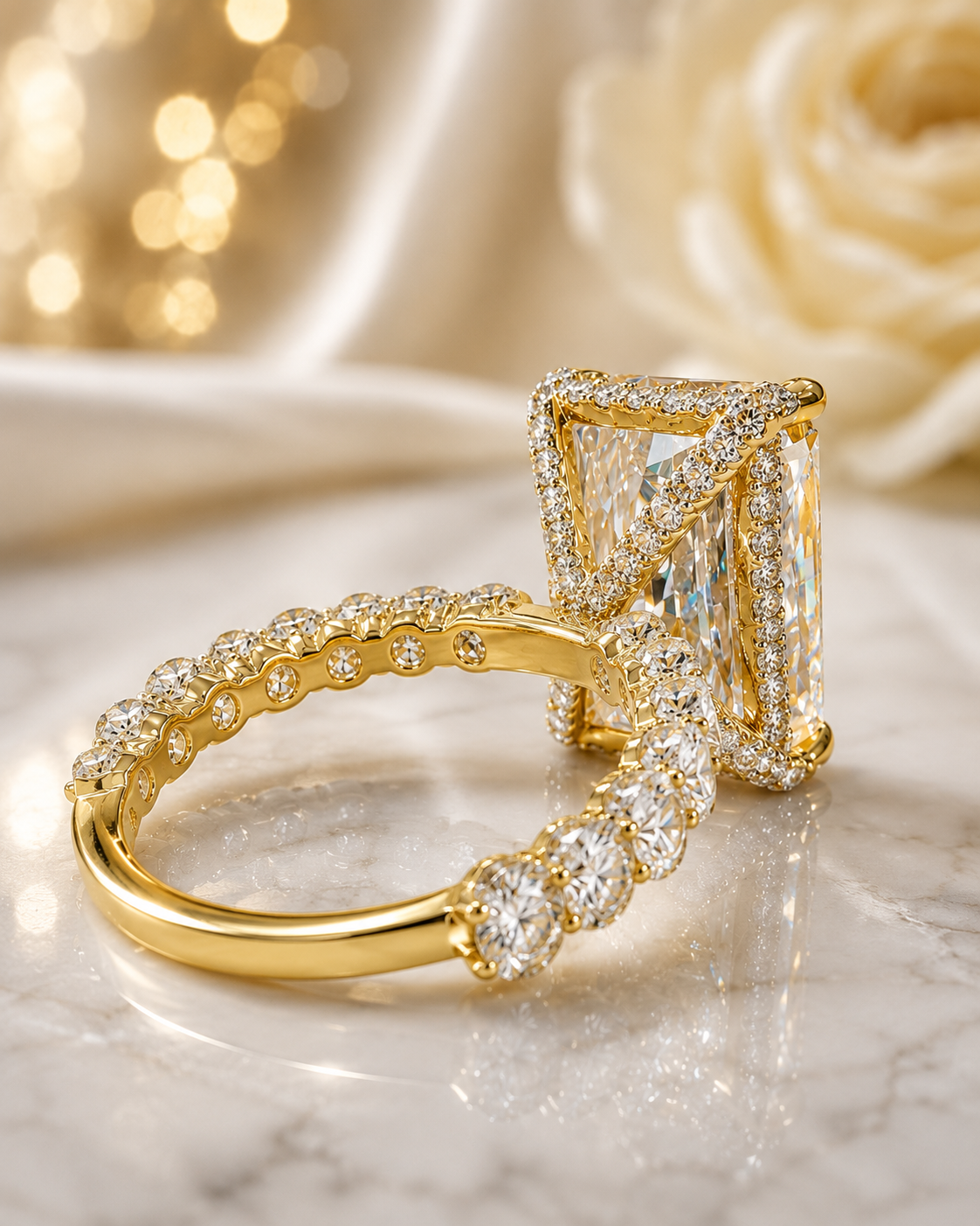 11.25 Carat Radiant Cut Lab Diamond Engagement Ring