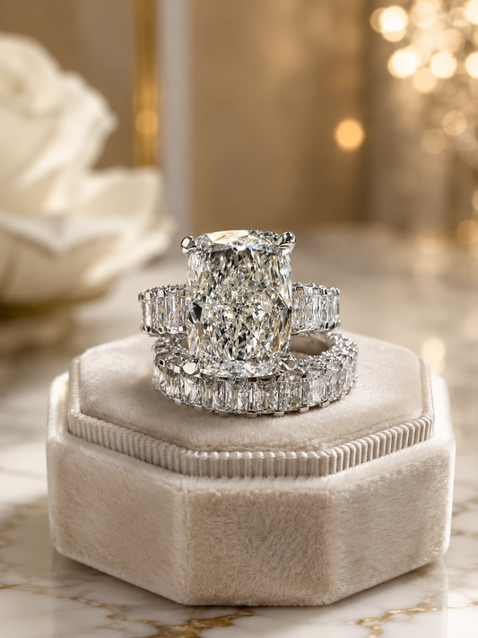 The Belle- 14.80 Carat Elongated Cushion Cut Engagement/Wedding Set