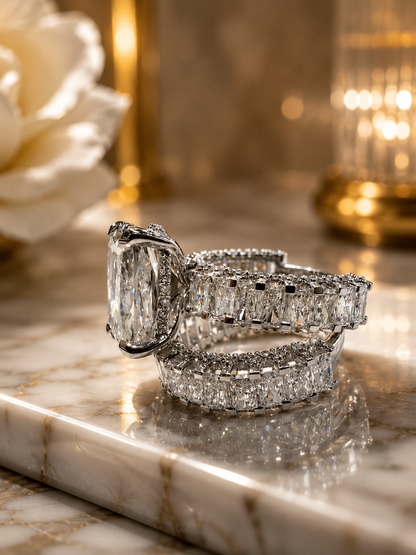 The Belle- 14.80 Carat Elongated Cushion Cut Engagement/Wedding Set
