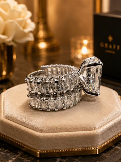 The Belle- 14.80 Carat Elongated Cushion Cut Engagement/Wedding Set