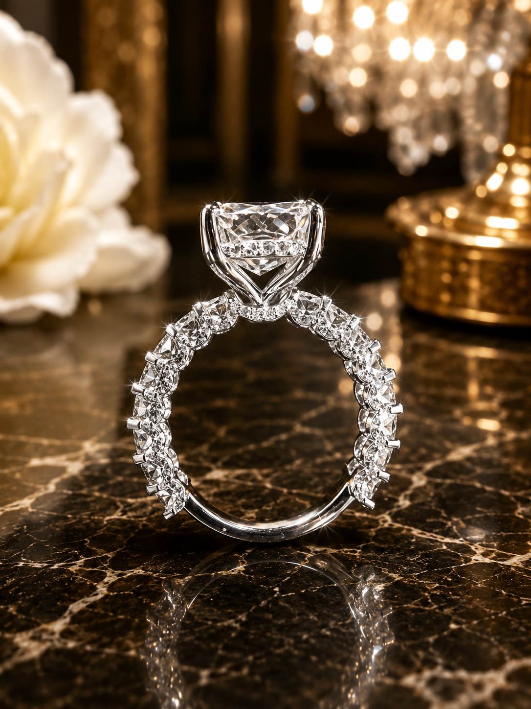 10.50 Carat Elongated Cushion Cut Lab Diamond Engagement Ring