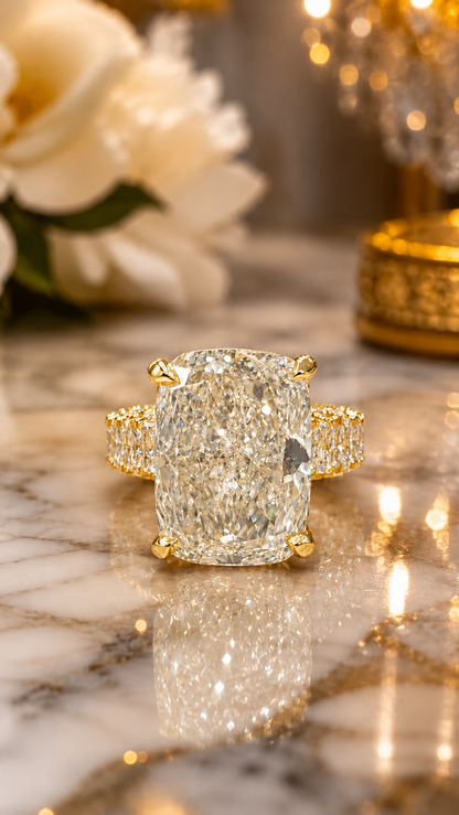 10.50 Carat Elongated Cushion Cut Lab Diamond Engagement Ring
