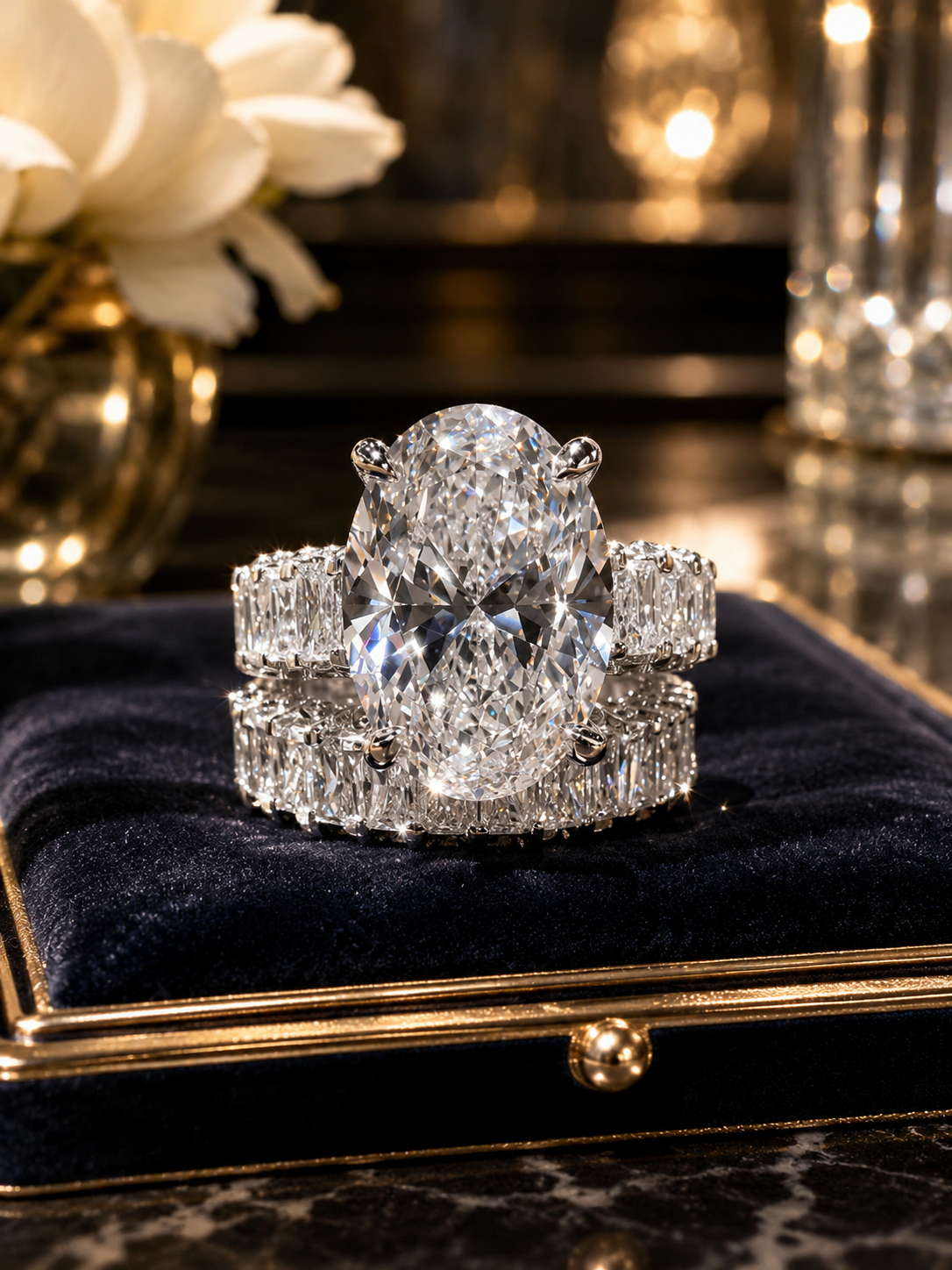 Luxury Line ✨ 14.27 Carat Oval Cut Lab Diamond Engagement/Wedding Set
