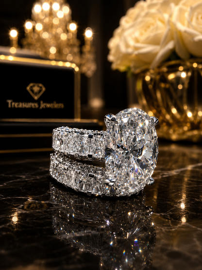 Luxury Line ✨ 14.27 Carat Oval Cut Lab Diamond Engagement/Wedding Set
