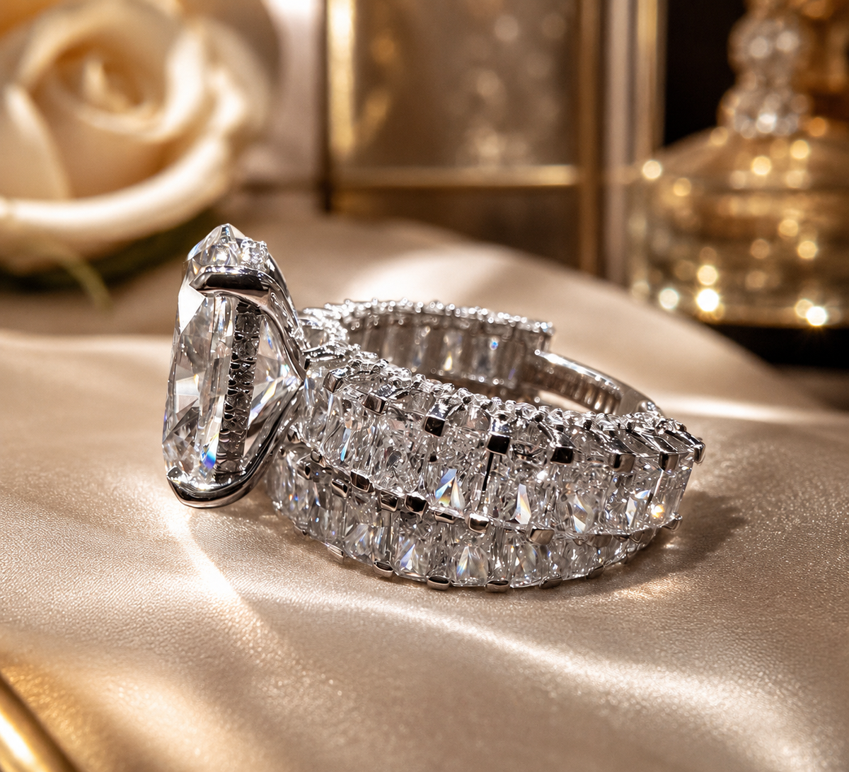 Luxury Line ✨ 14.27 Carat Oval Cut Lab Diamond Engagement/Wedding Set