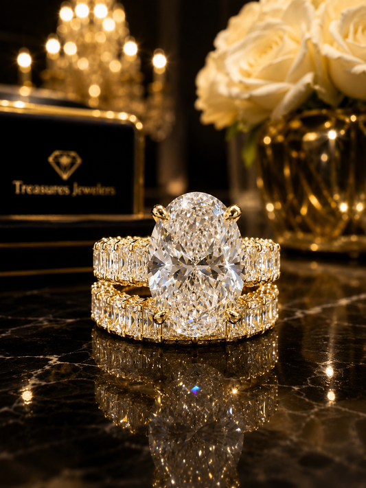 Luxury Line ✨ 14.27 Carat Oval Cut Lab Diamond Engagement/Wedding Set