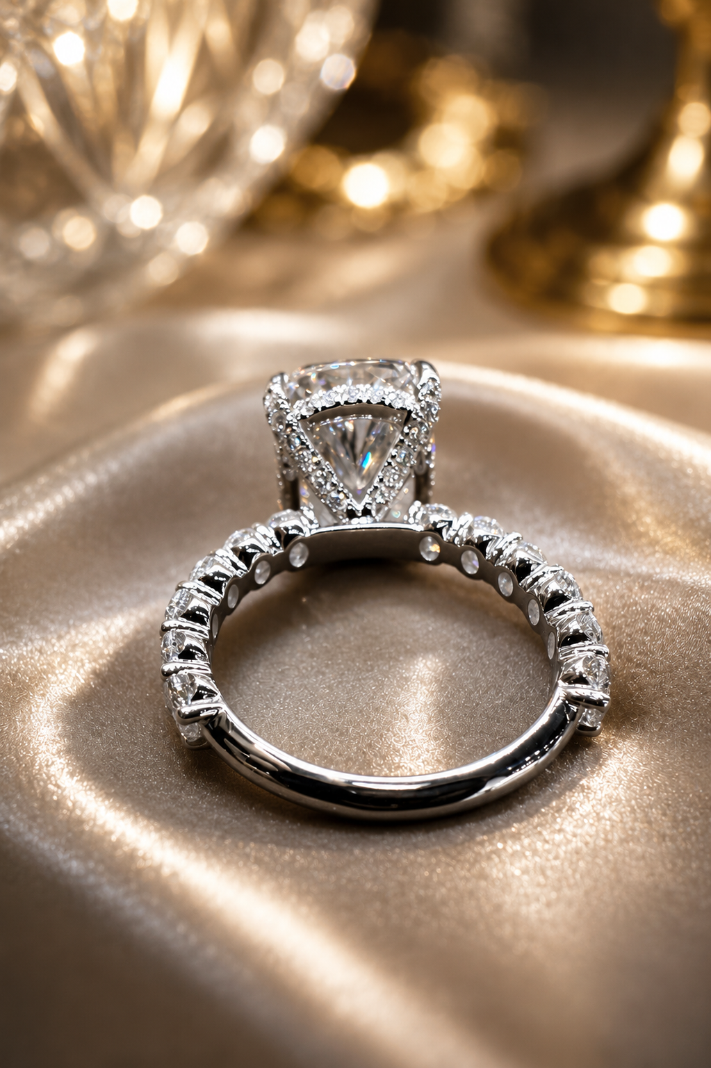 Luxury Anna: 10.45 Carat Elongated Cushion Cut Lab Diamond Engagement Ring