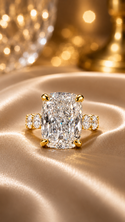 Luxury Anna: 10.45 Carat Elongated Cushion Cut Lab Diamond Engagement Ring