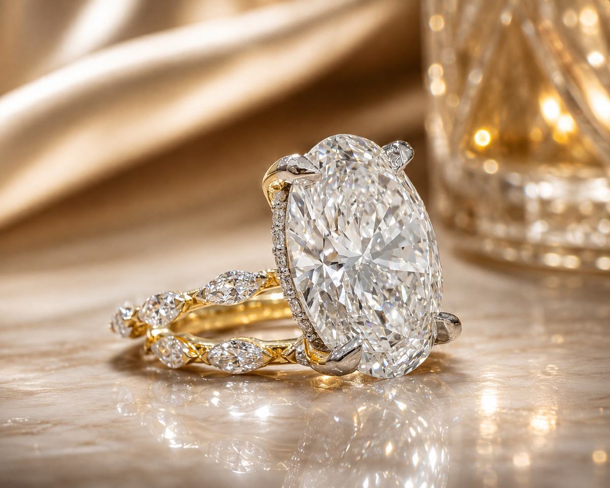 The Alaina ✨ 7.62 Carat Oval Lab Diamond Wedding Set