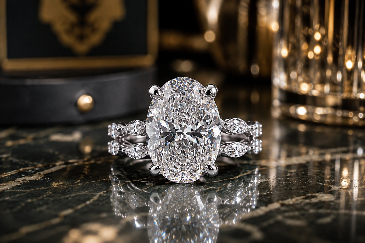 The Alaina ✨ 7.62 Carat Oval Lab Diamond Wedding Set