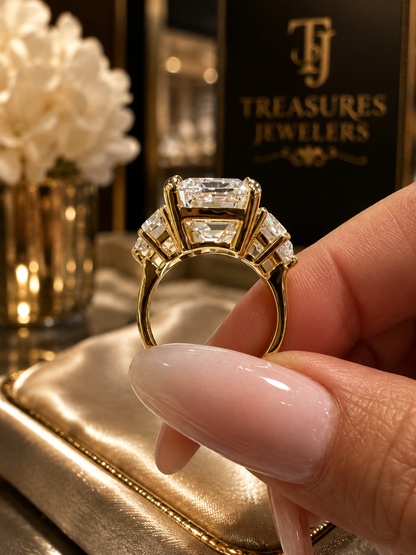 The Vivienne- 12.00 Carat Emerald Cut Lab Diamond Engagement Ring ✨