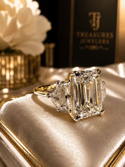 The Vivienne- 12.00 Carat Emerald Cut Lab Diamond Engagement Ring ✨
