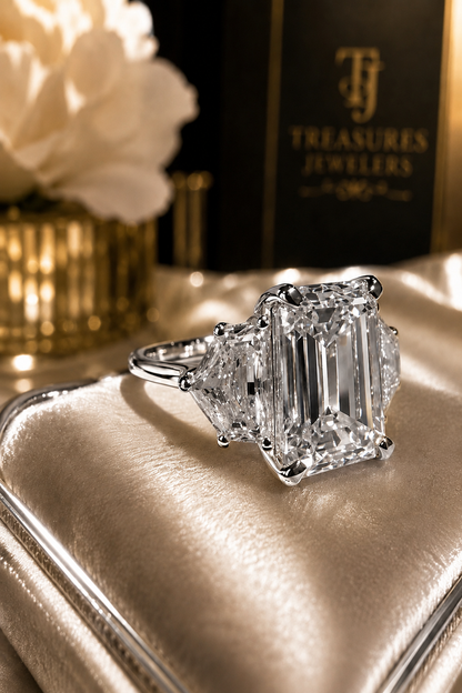 The Vivienne- 12.00 Carat Emerald Cut Lab Diamond Engagement Ring ✨