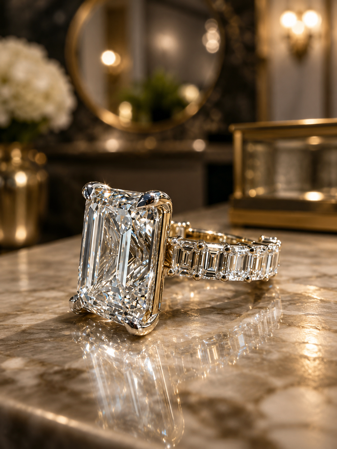 Luxury Diane: 12.27 Carat Emerald Cut Lab Diamond Engagement Ring