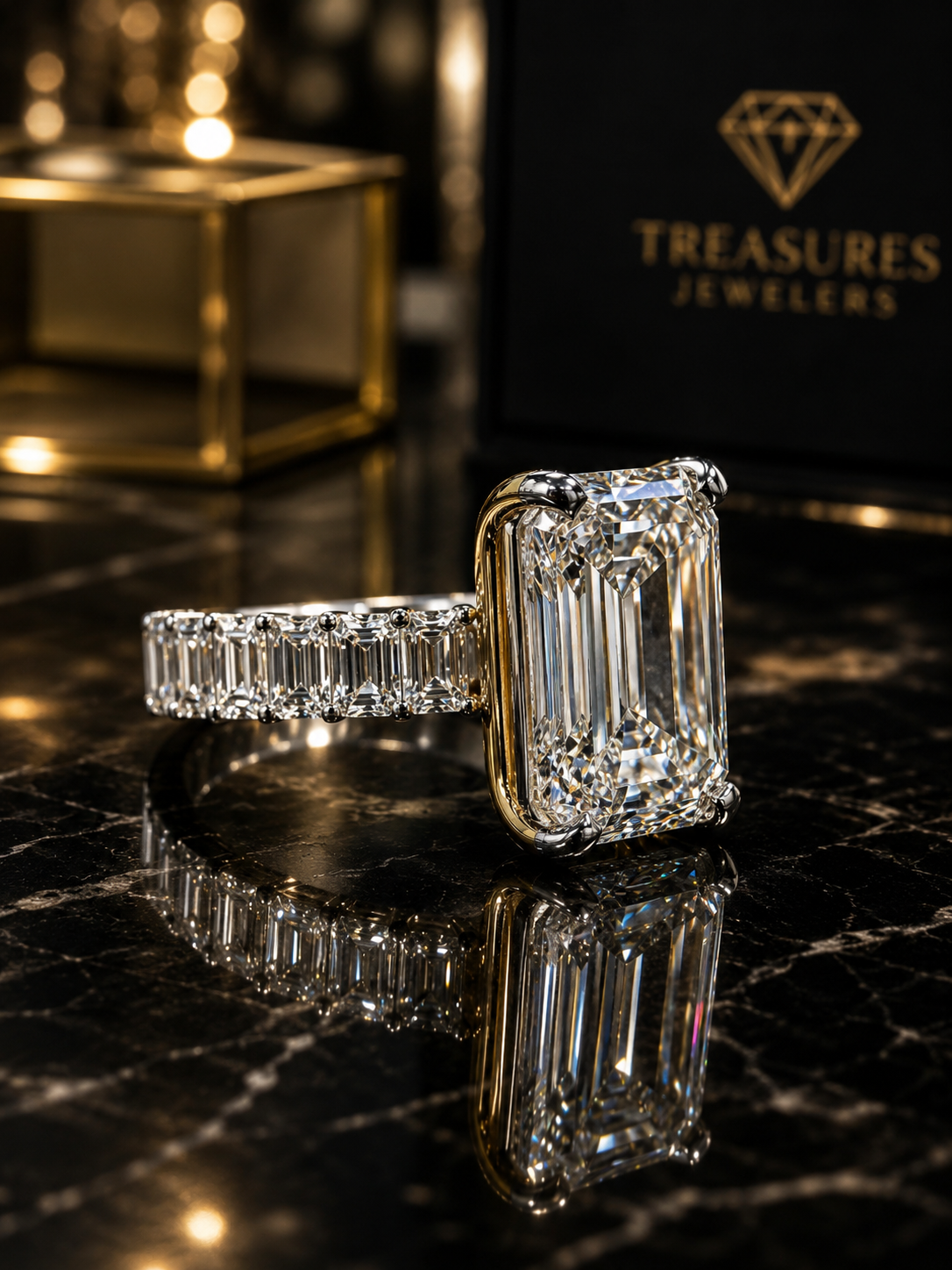 Luxury Diane: 12.27 Carat Emerald Cut Lab Diamond Engagement Ring
