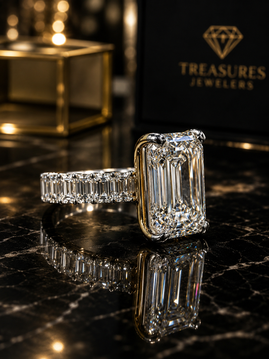Luxury Diane: 12.27 Carat Emerald Cut Lab Diamond Engagement Ring