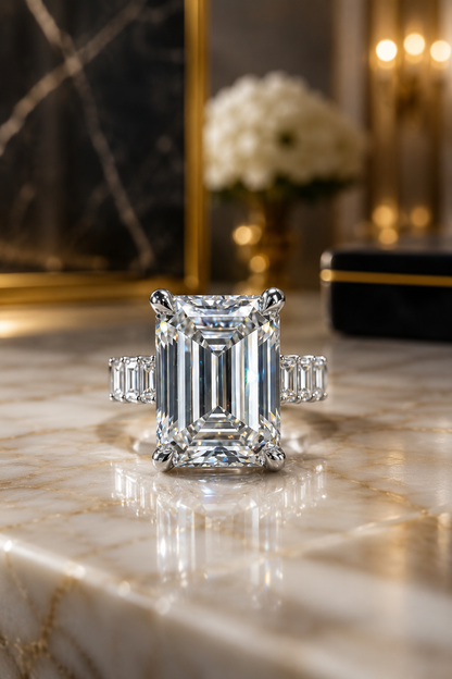 Luxury Diane: 12.27 Carat Emerald Cut Lab Diamond Engagement Ring