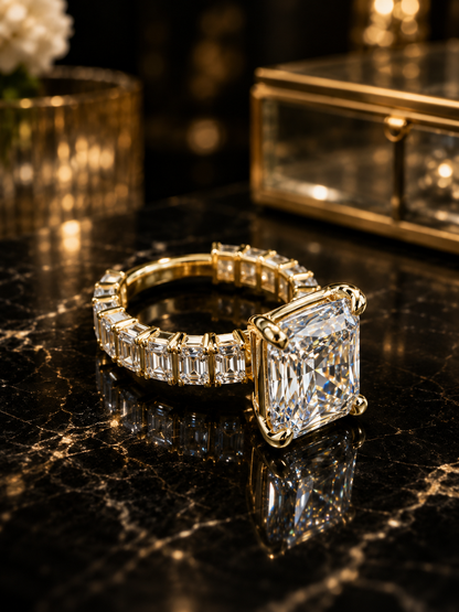 Luxury Diane: 12.27 Carat Emerald Cut Lab Diamond Engagement Ring