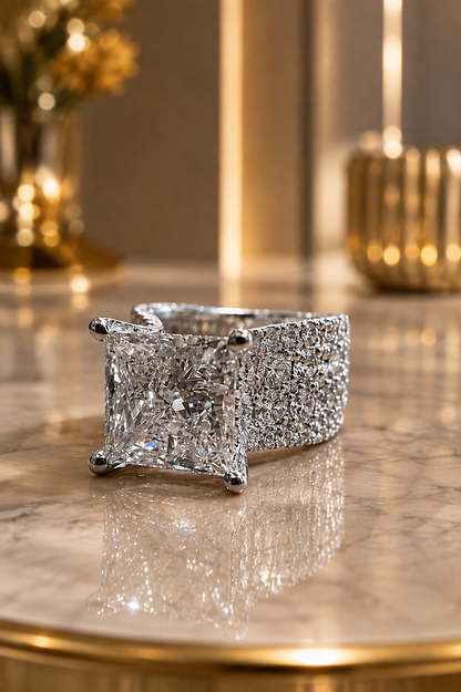 The Rose 🌹- 10.50 Carat Princess Cut Lab Diamond Engagement/Wedding Set