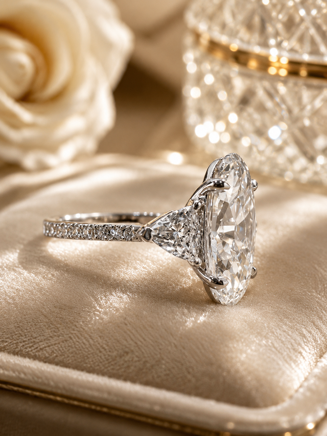 The Eleanor ✨7.25 carat Old Mine Cut Oval Lab Diamond Engagement Ring