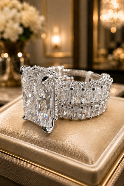 The Grace ✨ 15.26 Radiant Cut Lab Diamond Wedding Set