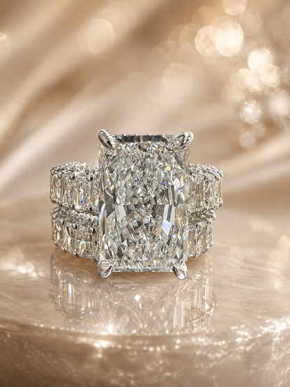 The Grace ✨ 15.26 Radiant Cut Lab Diamond Wedding Set