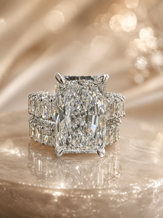 The Grace ✨ 15.26 Radiant Cut Lab Diamond Wedding Set