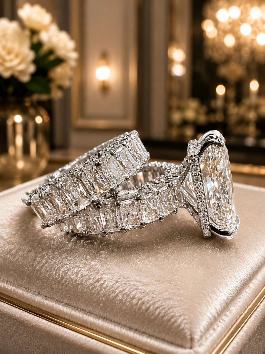 The Grace ✨ 15.26 Radiant Cut Lab Diamond Wedding Set