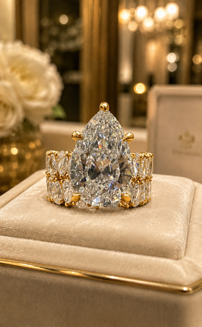 The Arabella ✨ 12.00 Carat Pear Shaped Lab Diamond Wedding Set 😍